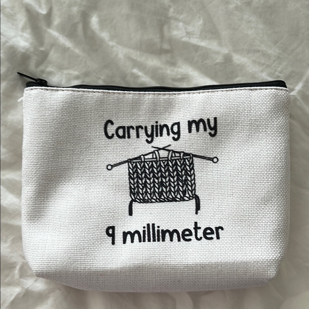 Zipper Pouch for Knitting “Carrying my 9 millimeter”
